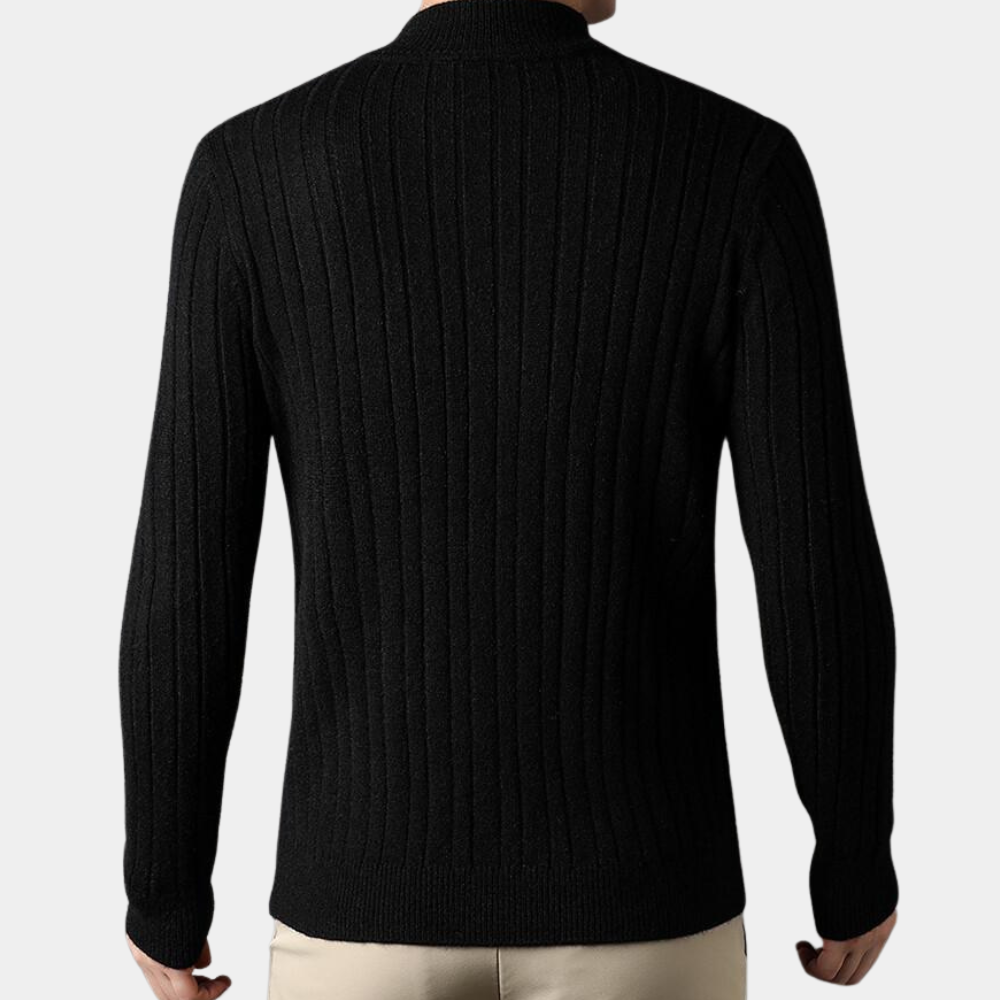 Jake - Knitted Sweater with Collar and Quarter-Zip