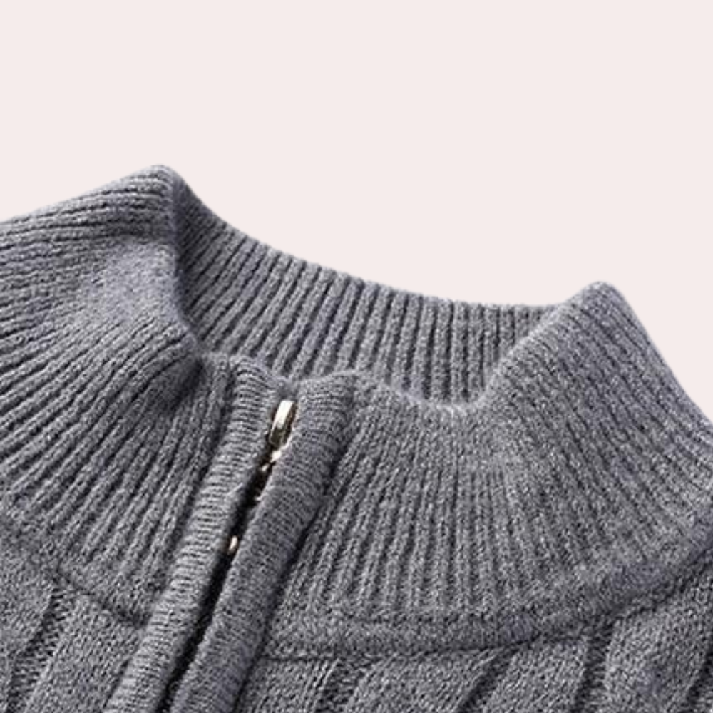 Jake - Knitted Sweater with Collar and Quarter-Zip