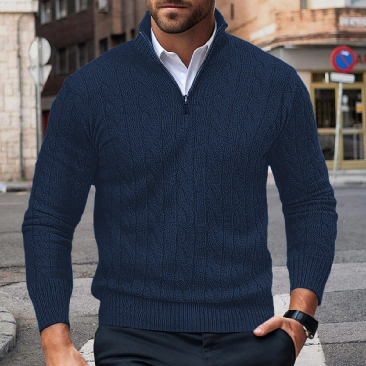 Albert - Stylish Men's Zip Sweater