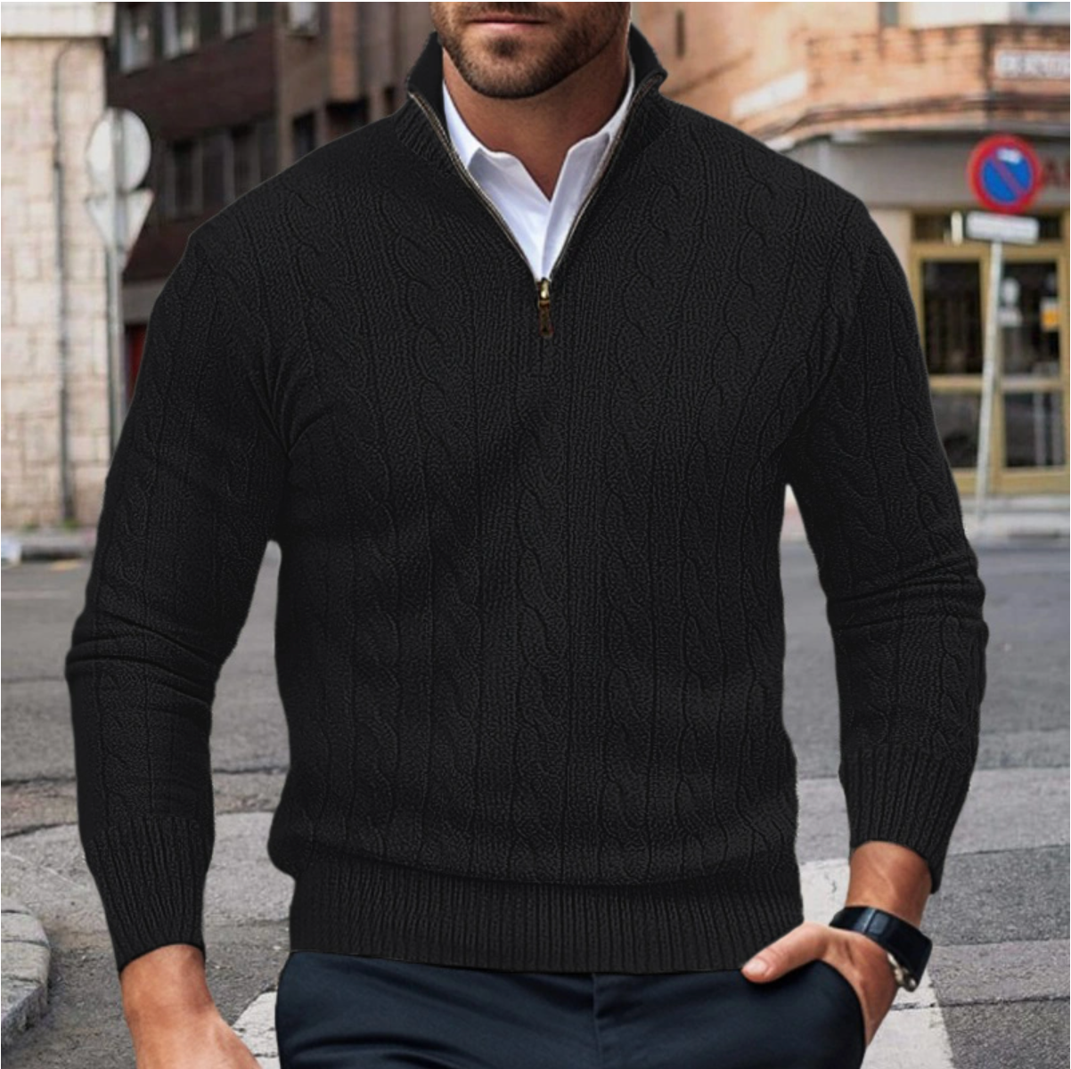 Albert - Stylish Men's Zip Sweater