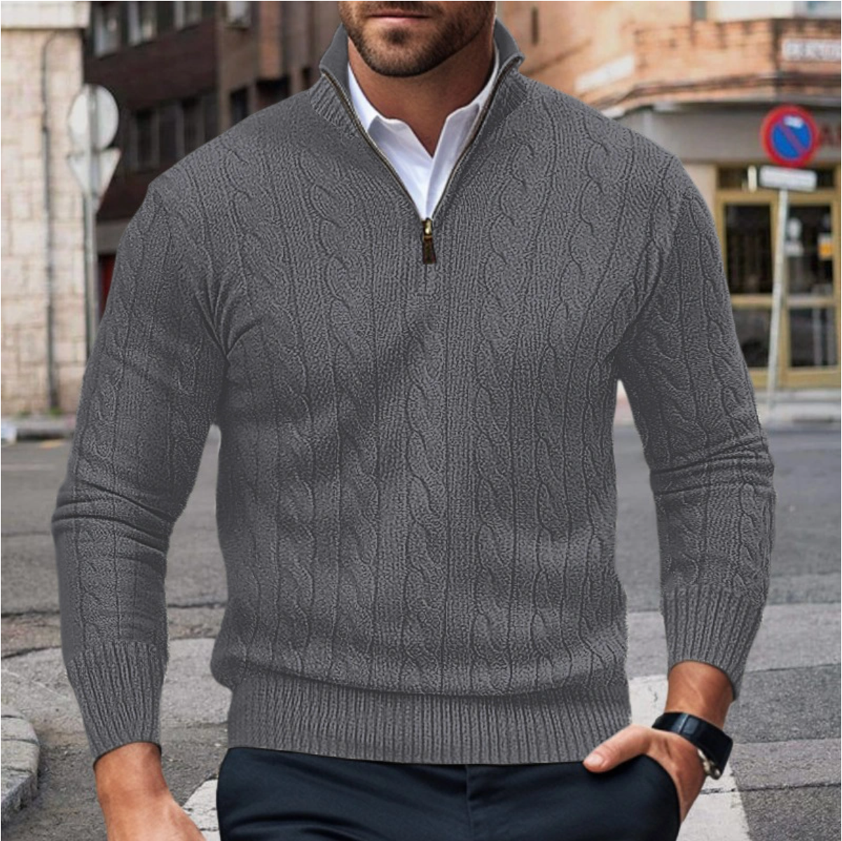 Albert - Stylish Men's Zip Sweater