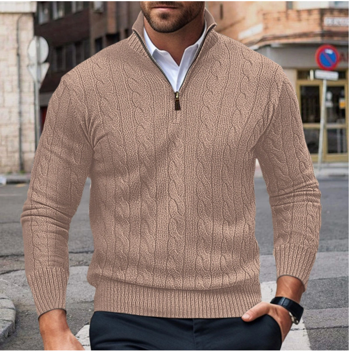 Albert - Stylish Men's Zip Sweater