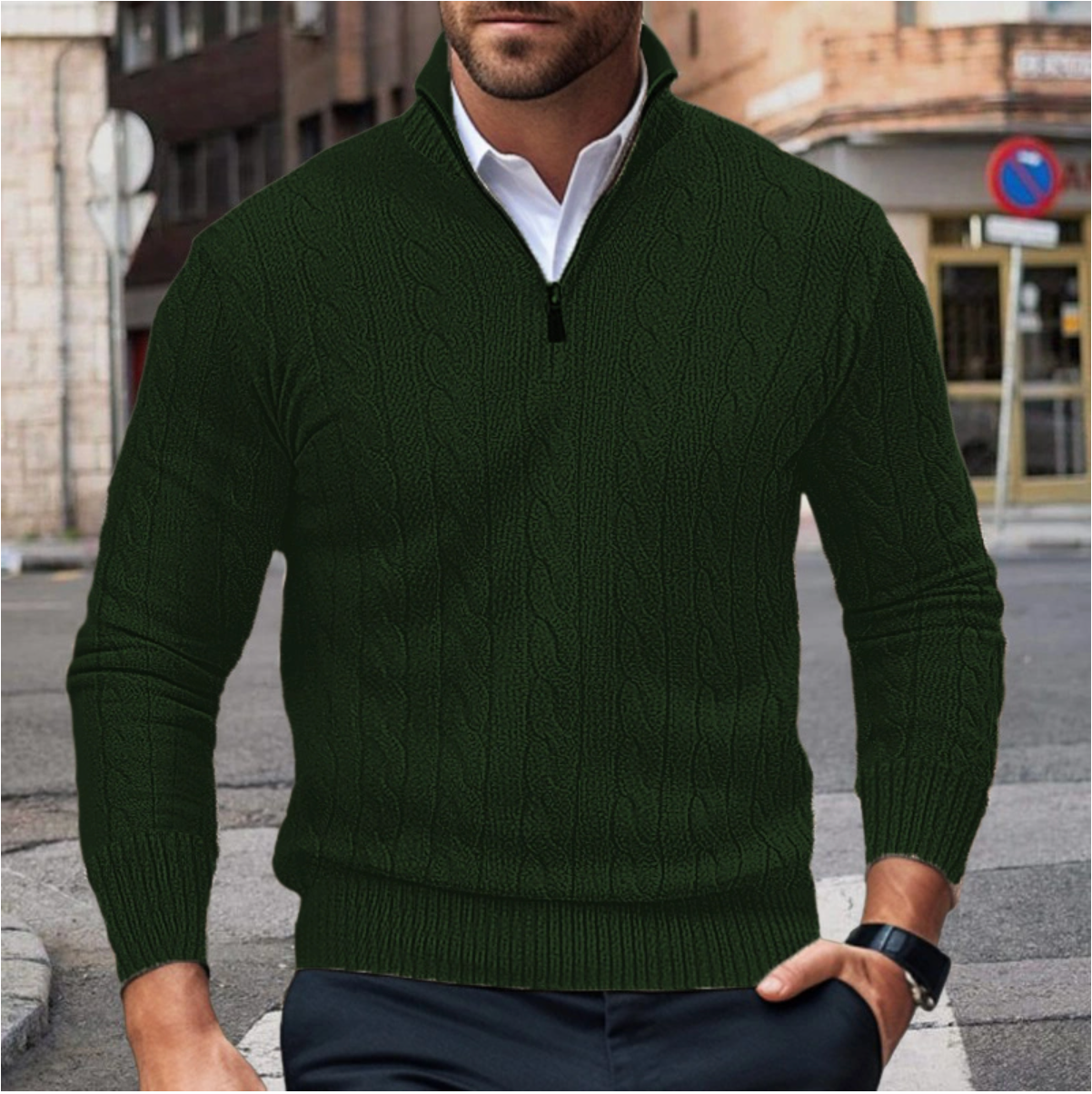 Albert - Stylish Men's Zip Sweater